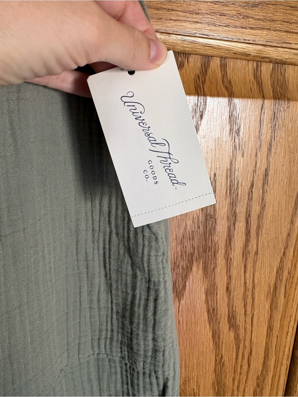 100% Cotton Universal Thread Olive Wide-Leg Drawstring Pants - Picture 3 of 7